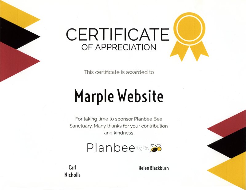 Plan Bee certificate