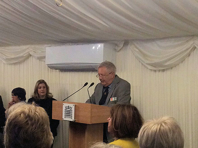 Mike Yates delivering his speech at the House of Commons