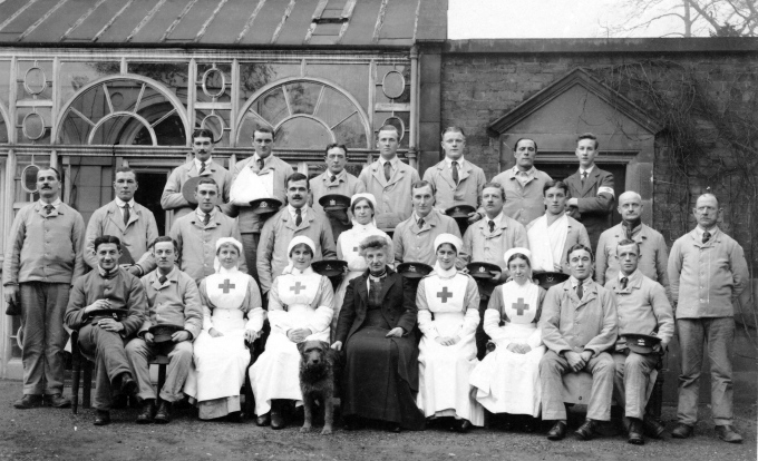 Miss Hudson, staff and patients December 1915, Flora Buck seated far left, other names on page 71 Vol 1