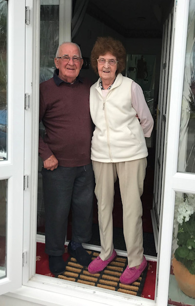 Mr and Mrs Haughton of Woodville Drive, who benefitted from the 1,000th ‘job’ completed by Marple Mutual Aid - a shopping trip undertaken by volunteer Steve King