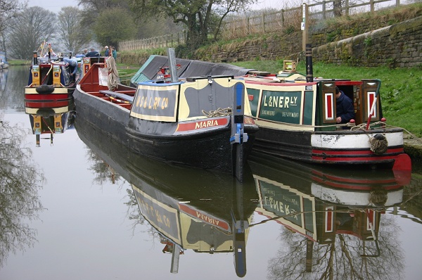 Narrowboats at Top Lock on the Peak Forest Canal