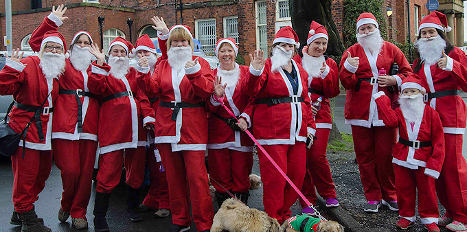 Santa Dashers at the start in Memorial Park